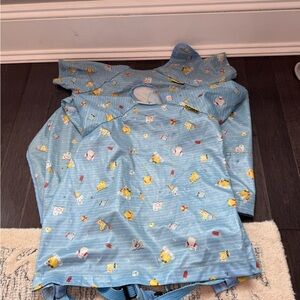 Bibado PACK OF 2 Adorable Blue Kids Short Sleeve Full Body Bibs with Fun Prints